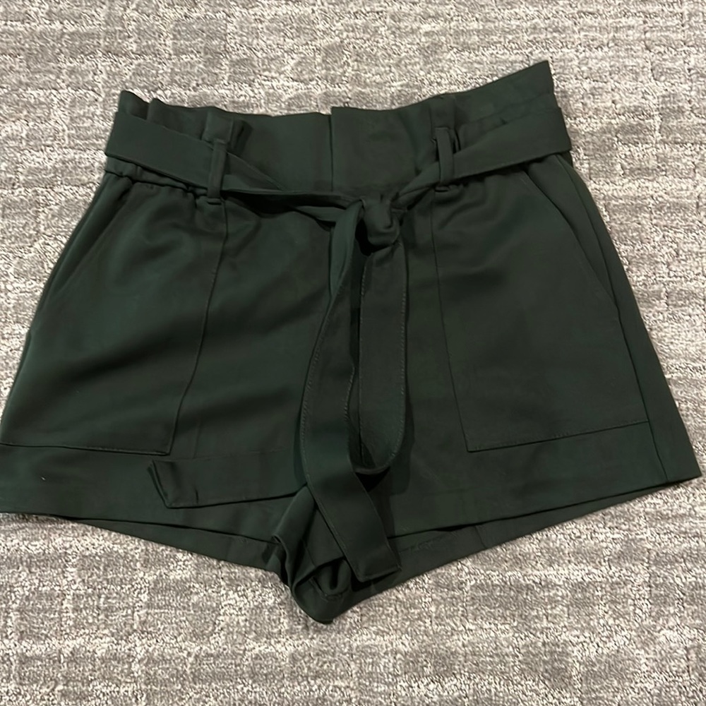 Dark green Zara paper bag shorts